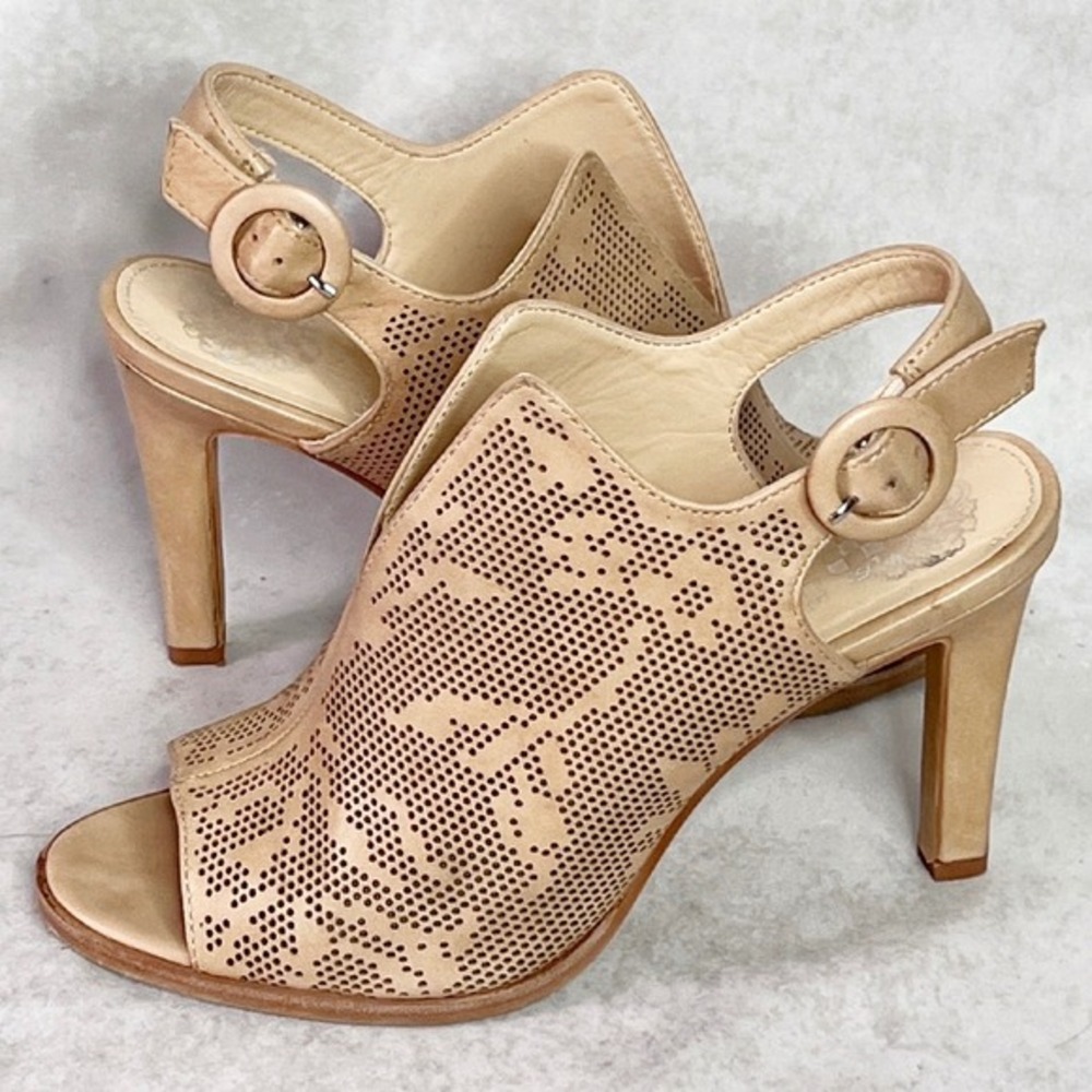Vince Camuto Nattey2 Perforated Leather Sandals Slingback Heels Size 7.5 - Picture 5 of 10